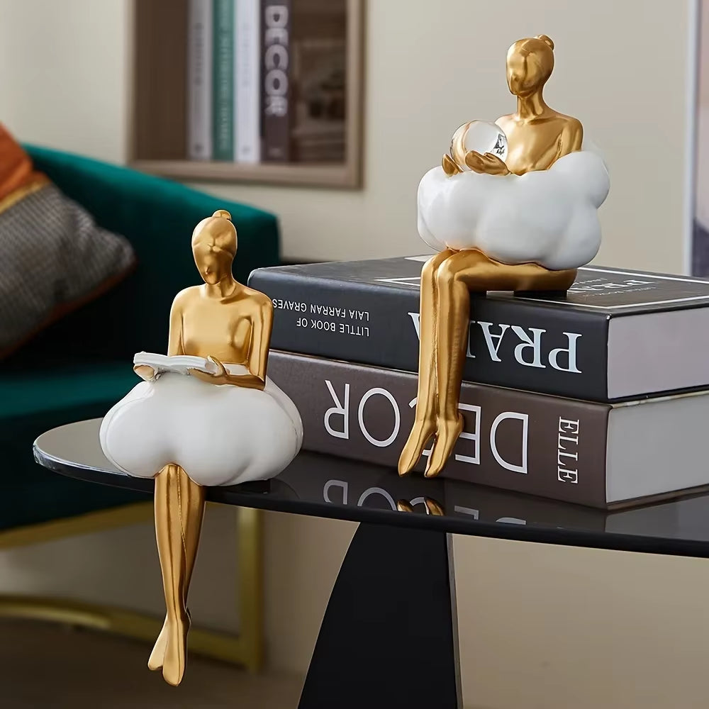 Cloud Girl Sculpture Abstract Art Figure Statue Modern Table Decoration Home Luxury Room Decor Aesthetic Design Figurine Crafts
