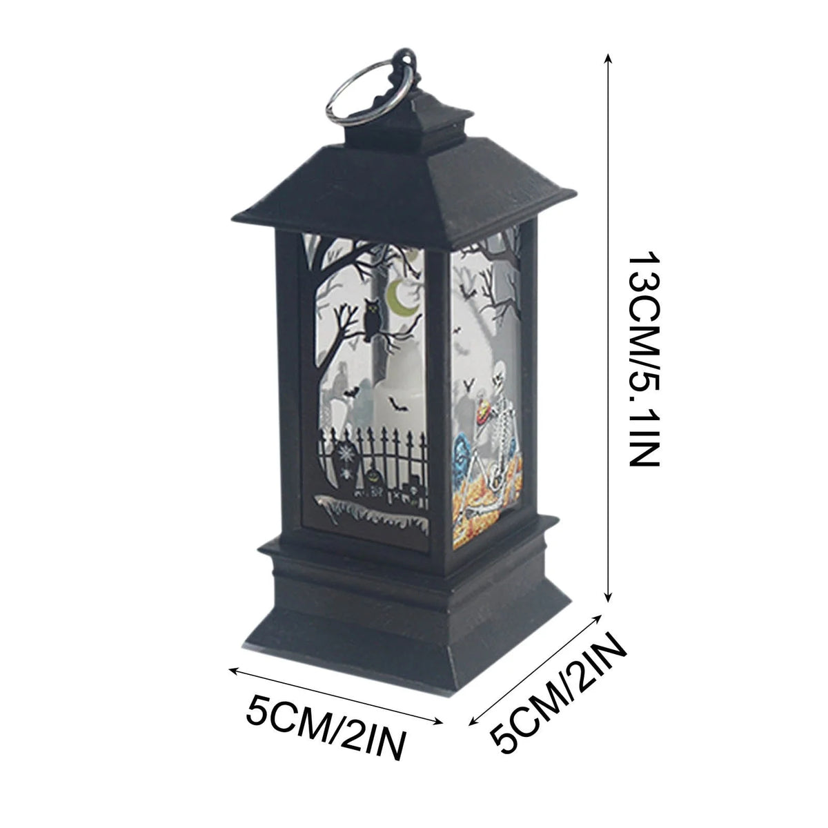 Halloween Lantern Lights, Halloween Candles Lantern Decoration Indoor Outdoor, Battery Powered LED Lights, Portable Hanging Lamp for Home outside Yard Lawn Garden Party, 5.1 Inch