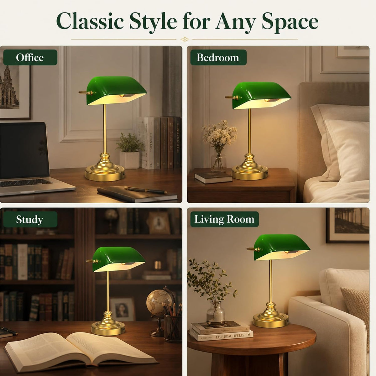 Cordless Bankers Lamp | Green Bankers Desk Lamp Rechargeable