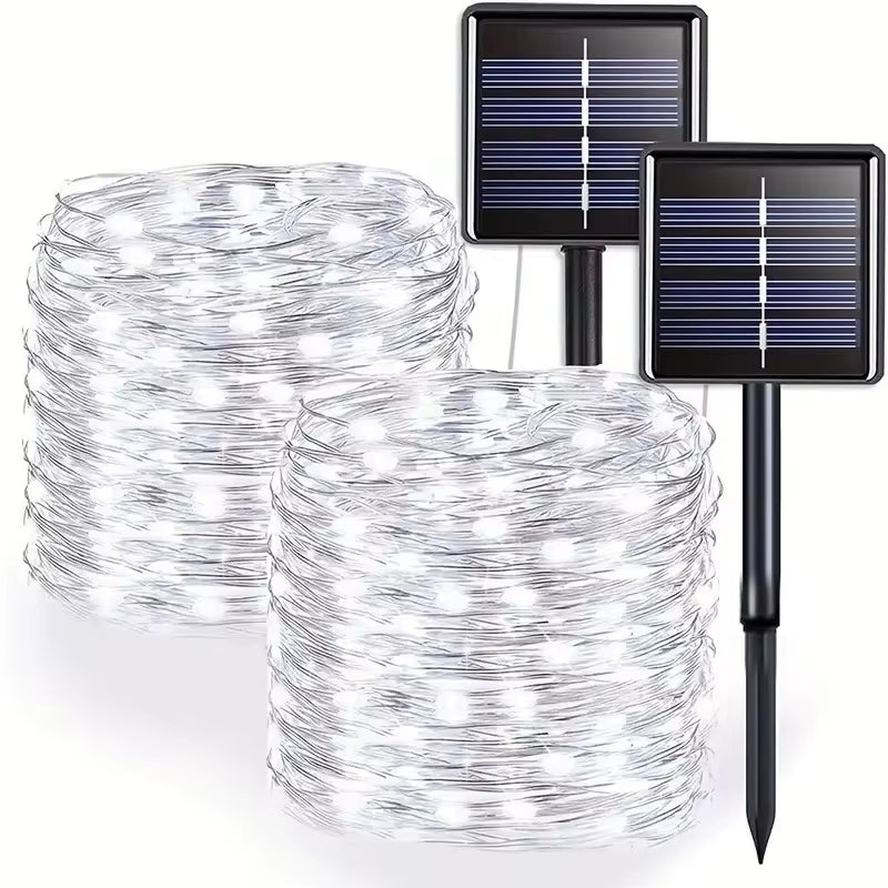 Led Solar Fairy String Lights 8 Modes Christmas Led Light Outdoor Garden Patio Wire Garland Light Christmas Lights