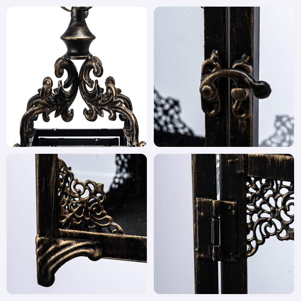 Candle Lantern Decorative Indoor & Outdoor, Large Vintage Metal Hanging/Tablet