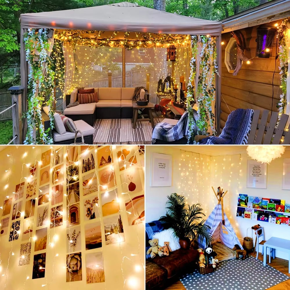 LED Curtain Light String 220V Holiday Curtain Garland Lights Indoor Outdoor Room Christmas Decoration Fairy Lights