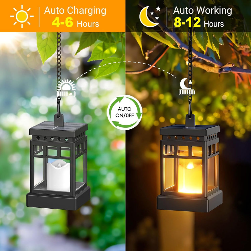 Halloween Decorations Solar Lanterns, 2 Modes with Flickering Candle