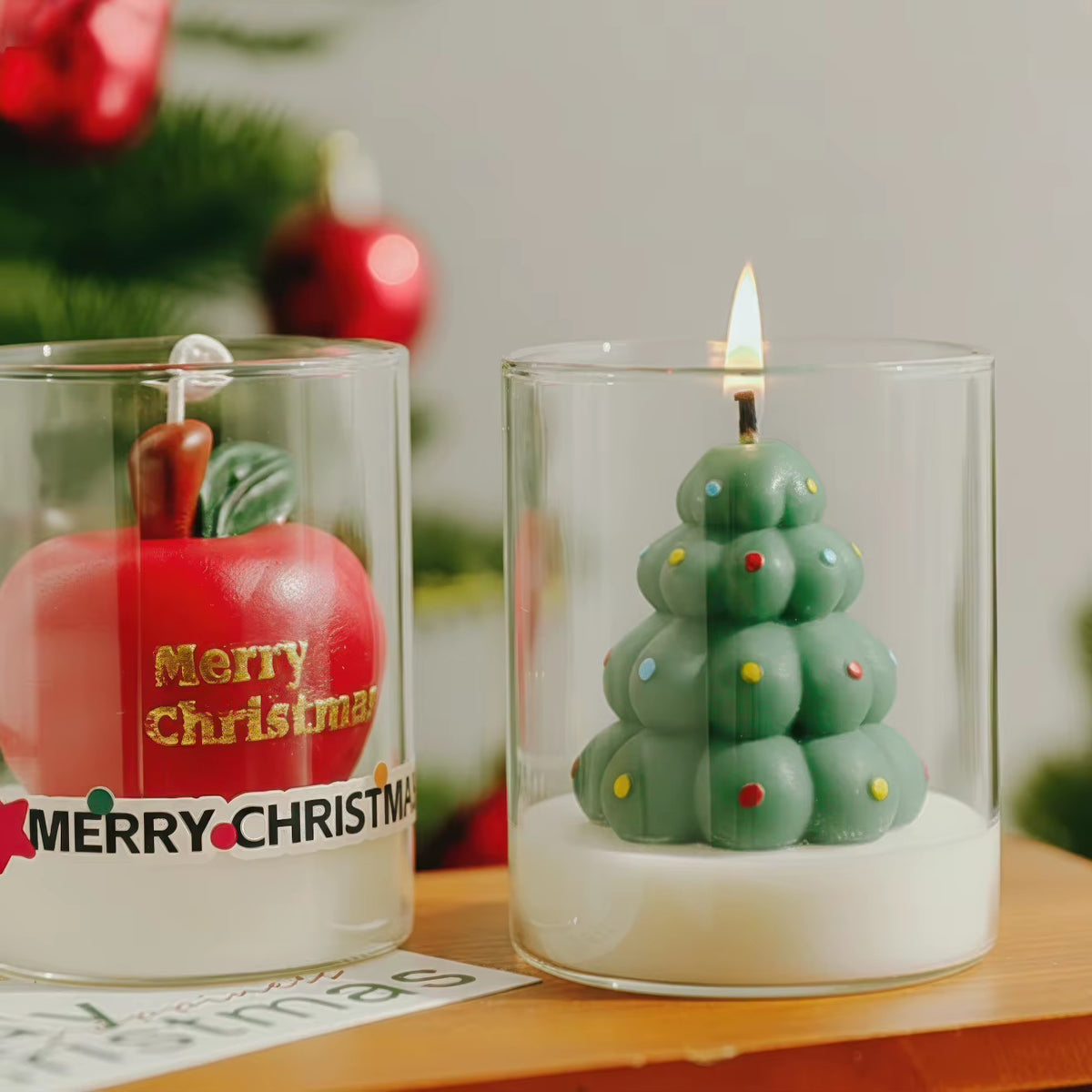 Christmas Scented Candle Glass Cup Soy Wax Santa Tree Snowman Reindeer Gift Home Decoration Holiday Aromatherapy Candle