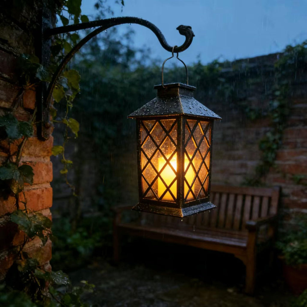 Solar Hanging Garden Lantern, Waterproof LED Flickering Flameless Candle Light (1Pack)
