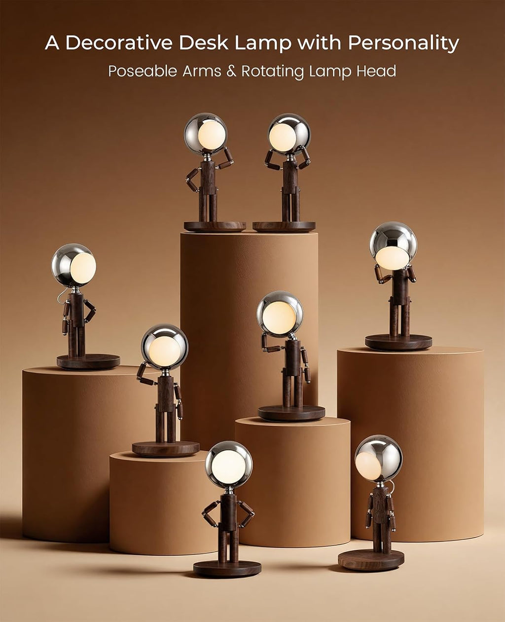 Cordless Table Lamp, Rechargeable Wooden Desk Lamp, Dimmable, Gift