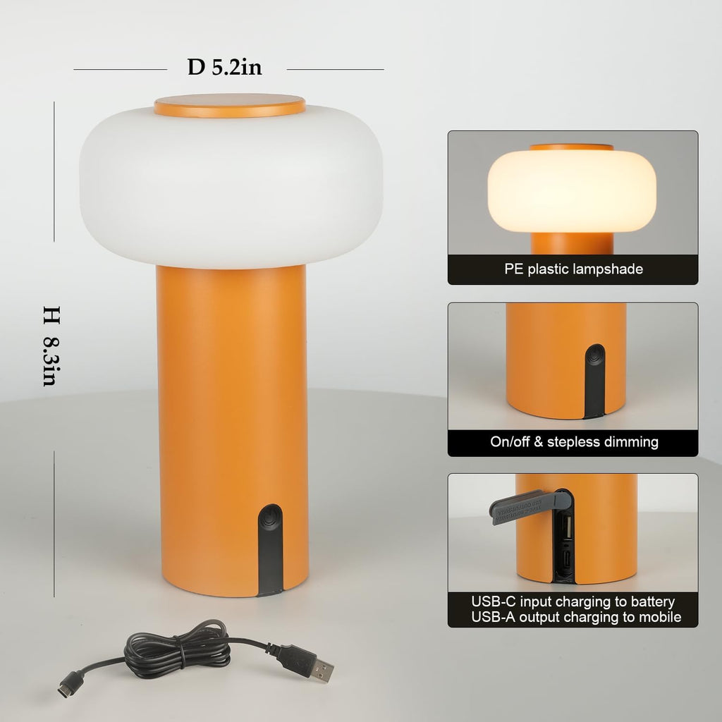 Waterproof Shower Lamp, Rechargeable Outdoor Table Lamp (Orange)