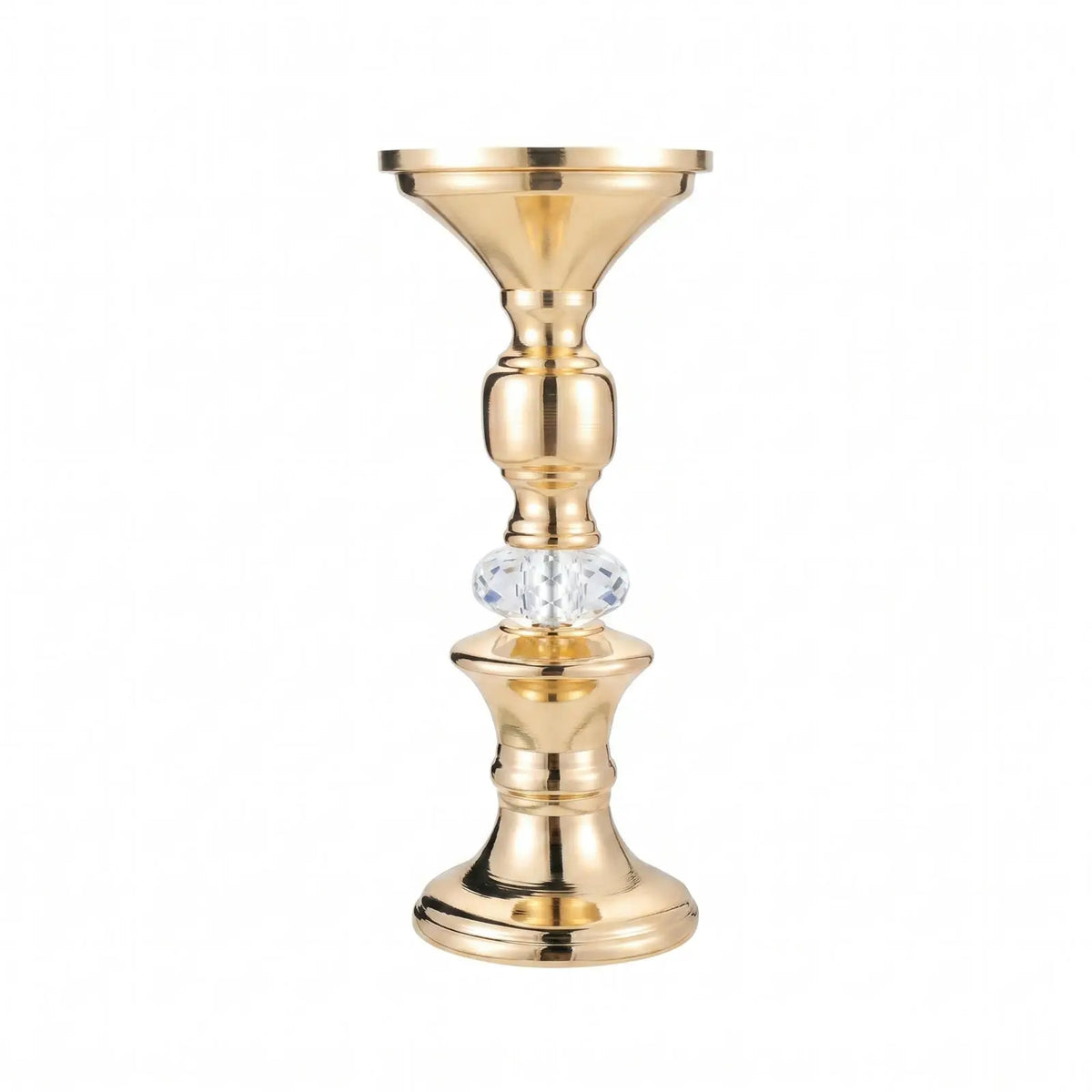 Gold Metal Pillar Candlestick Holders Vintage Pillar Candle Holders Elegant Metal Crystal Pillar Candle Stands