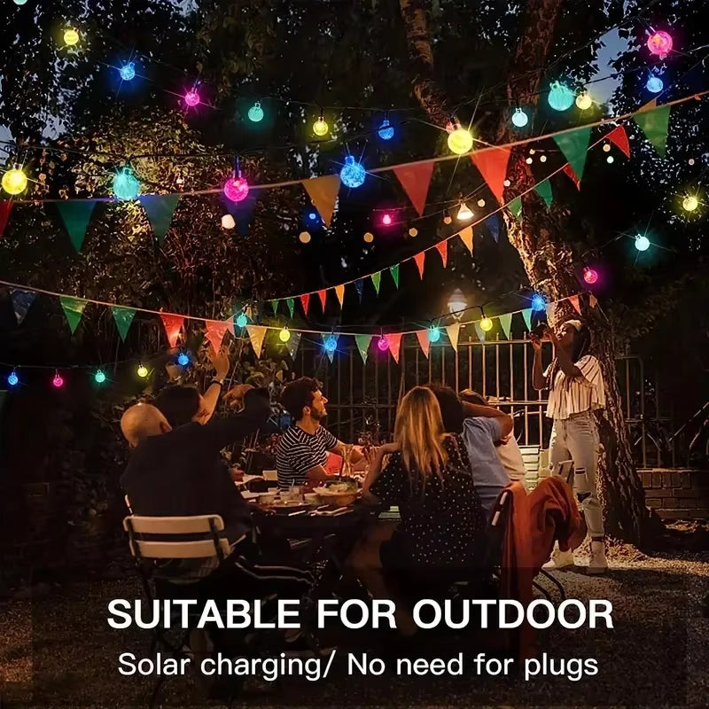 Waterproof Solar Bubble Ball Light String Lights Outdoor Crystal Globe String Light Garden Party Christmas Decoration