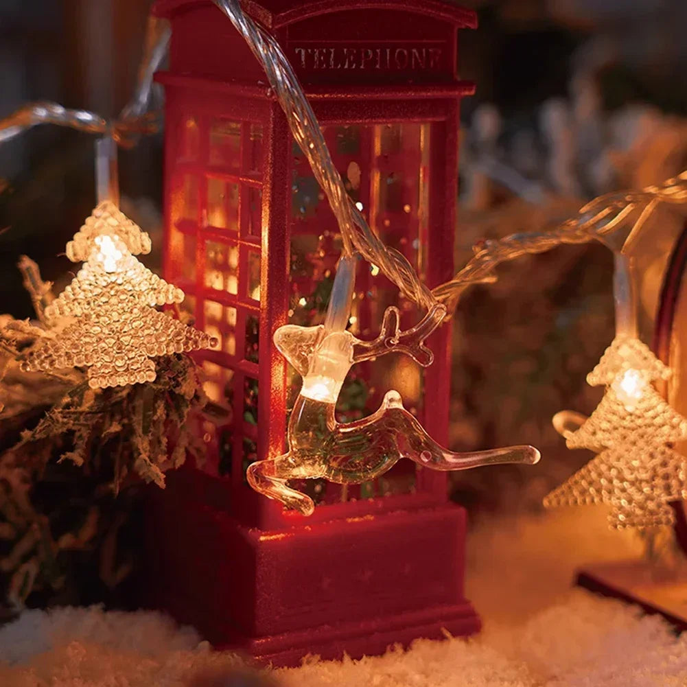 1.5/3M Christmas Tree Snowflake Elk LED String Lights Christmas Decoration Light Garland Home Xmas Tree Decor Fairy Light String