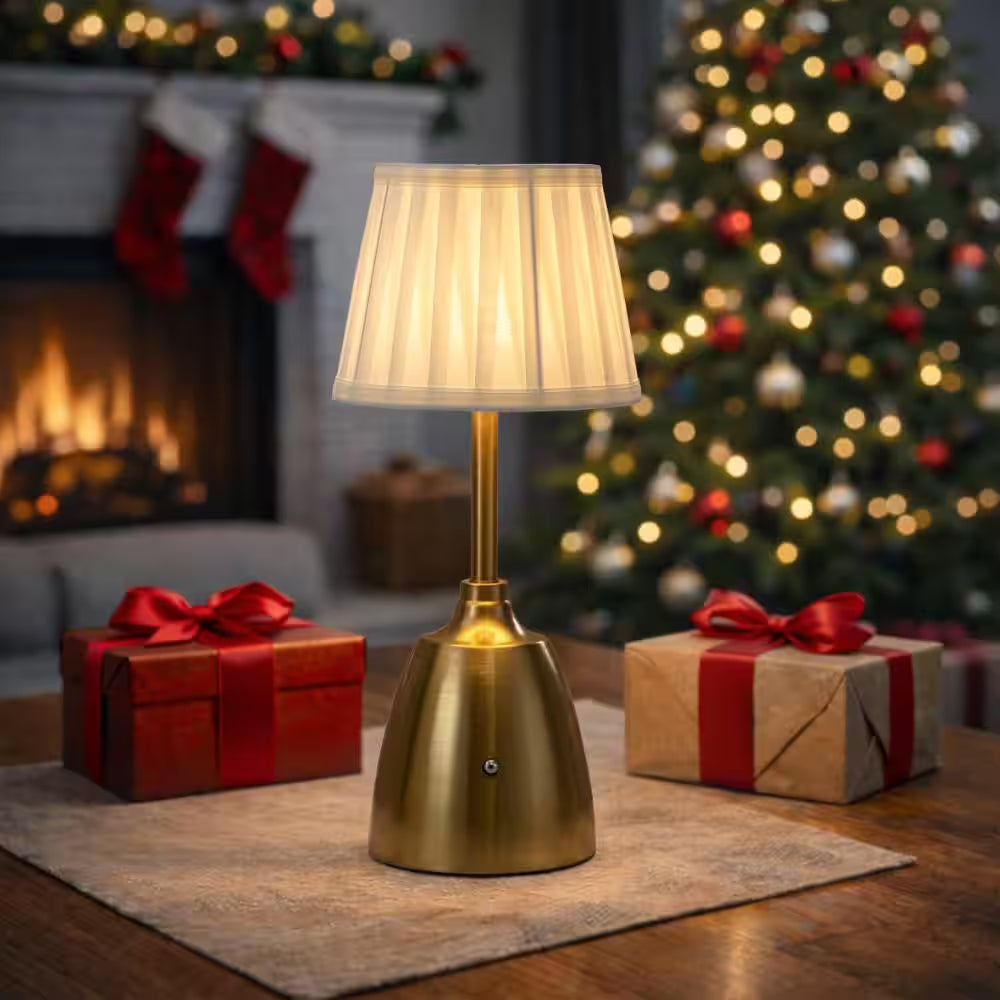 14'' Classic Vintage Rechargeable LED Table Lamp Trasitional Touch Control USB Cordless in Antique Brass