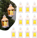 12 Pcs Decorative Candle Lantern, LED Electric Flameless Candle, Plastic LED Holder with Glass, Wall Hanging Indoor Porch Lanterns for Wedding Table Party Farmhouse Indoor Decor, White