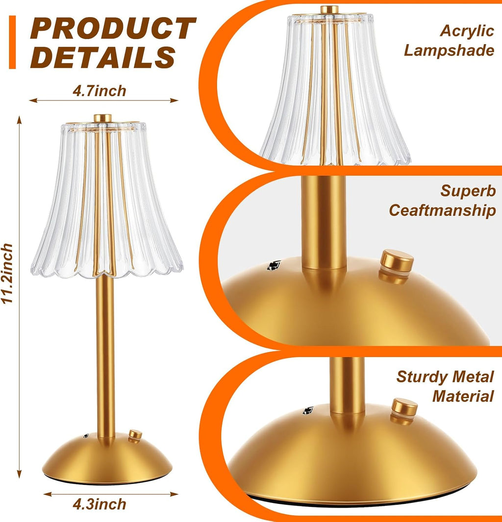 1 Pcs Cordless Table Lamp LED Touch, Gold, Rose Style