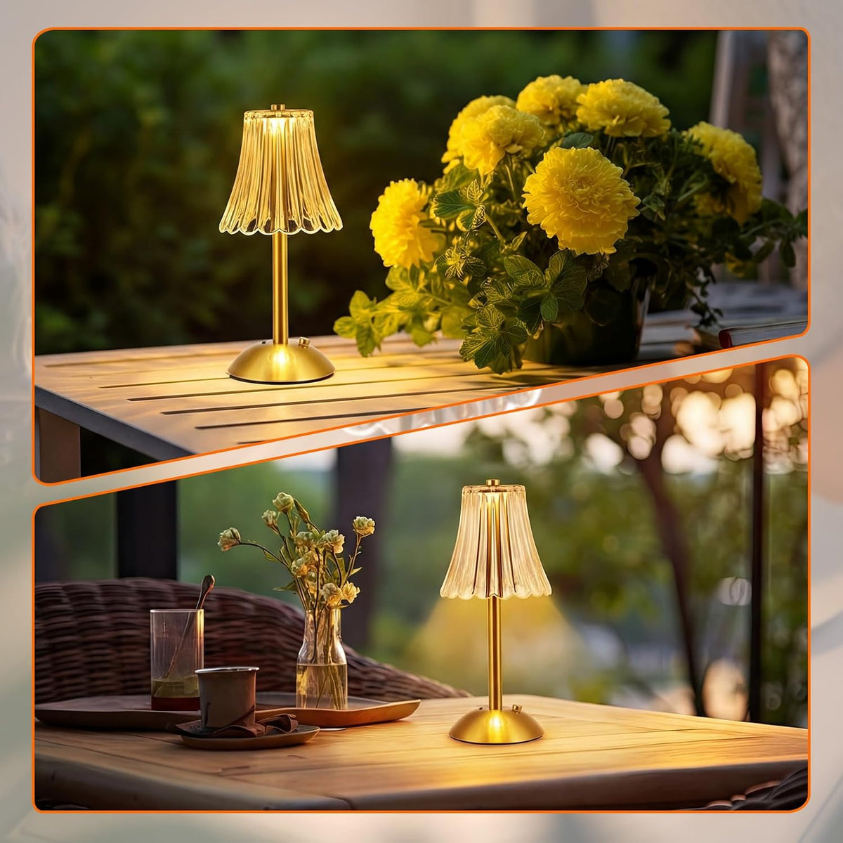 1 Pcs Cordless Table Lamp LED Touch, Gold, Rose Style