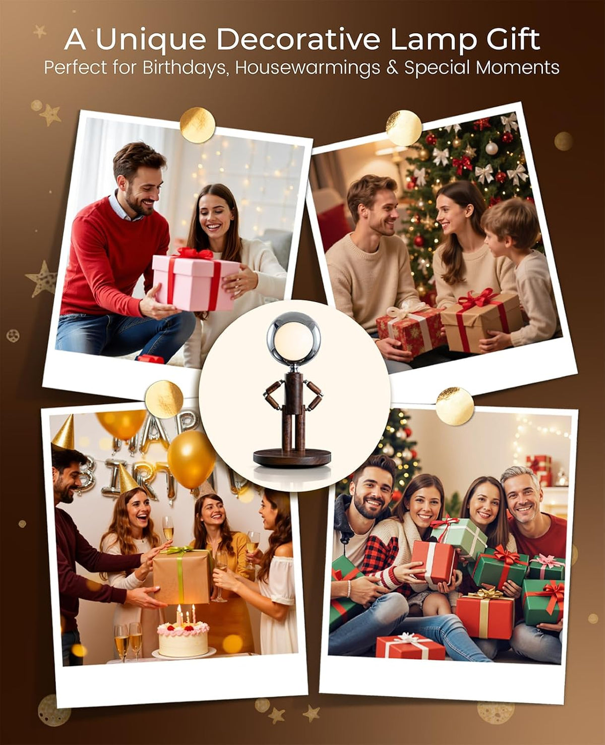 Cordless Table Lamp, Rechargeable Wooden Desk Lamp, Dimmable, Gift