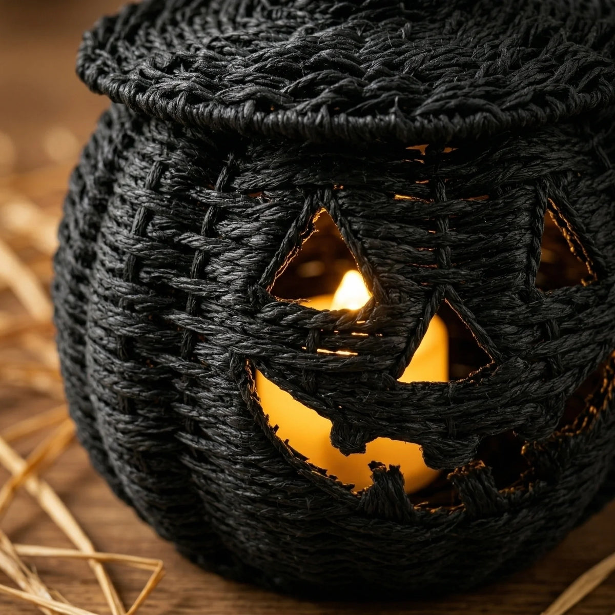 Handwoven Pumpkin Lantern, Rustic Vintage Halloween Decor, 28Cm Woven Pumpkin Lantern without LED Candle Light, Pumpkin Ornament for Mantel Doorstep Halloween Party Decorations