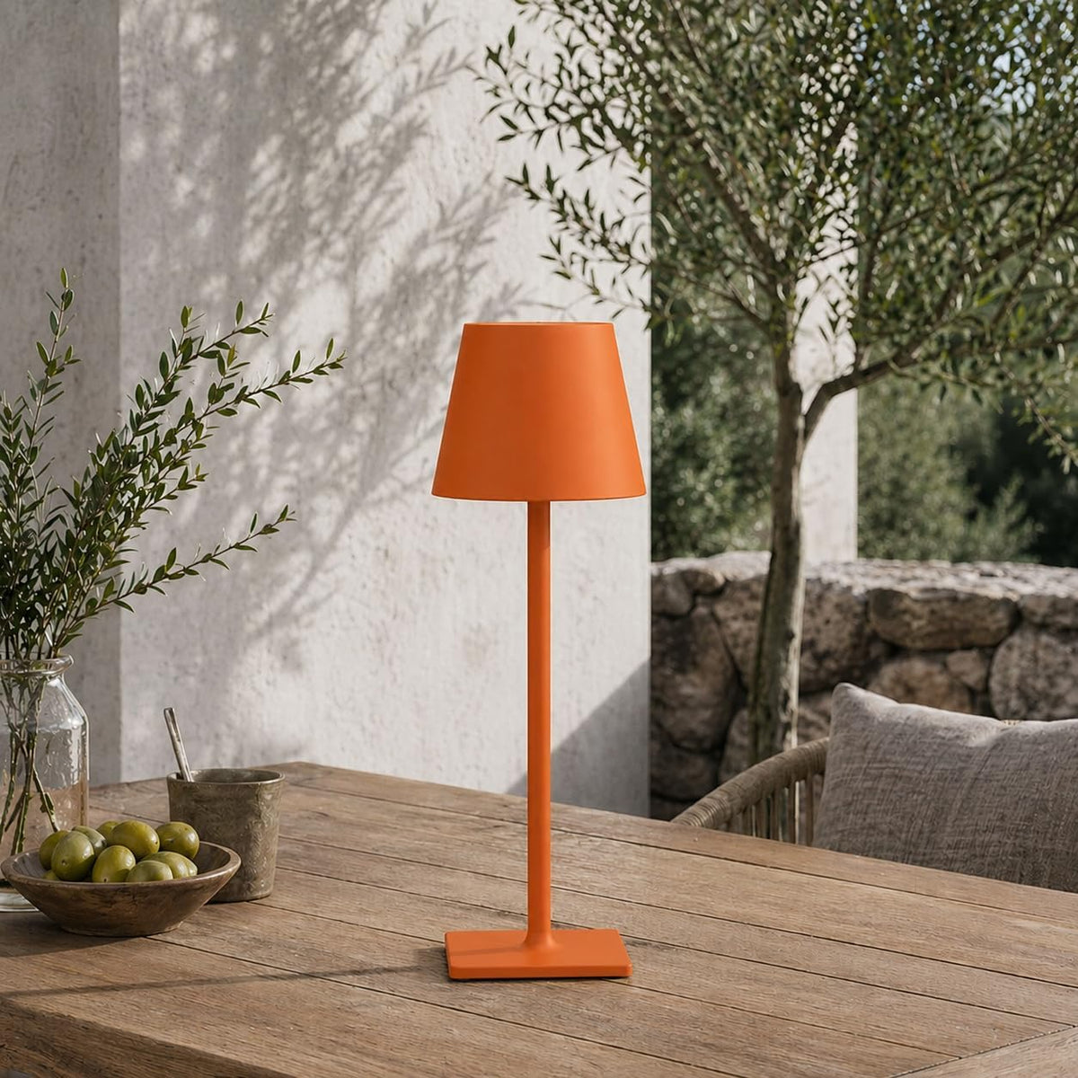 Orange Cordless Table Lamp Set of 2-3 Way and Stepless Dimmable - for Restaurant Dining Bedroom Home Bar