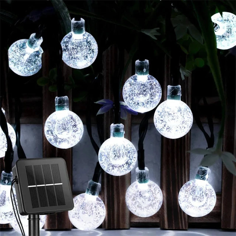 Solar LED Crystal Ball String Light 10M Waterproof Fairy Lights Christmas Wedding Garland Garden Lawn Tree Outdoor Decoration