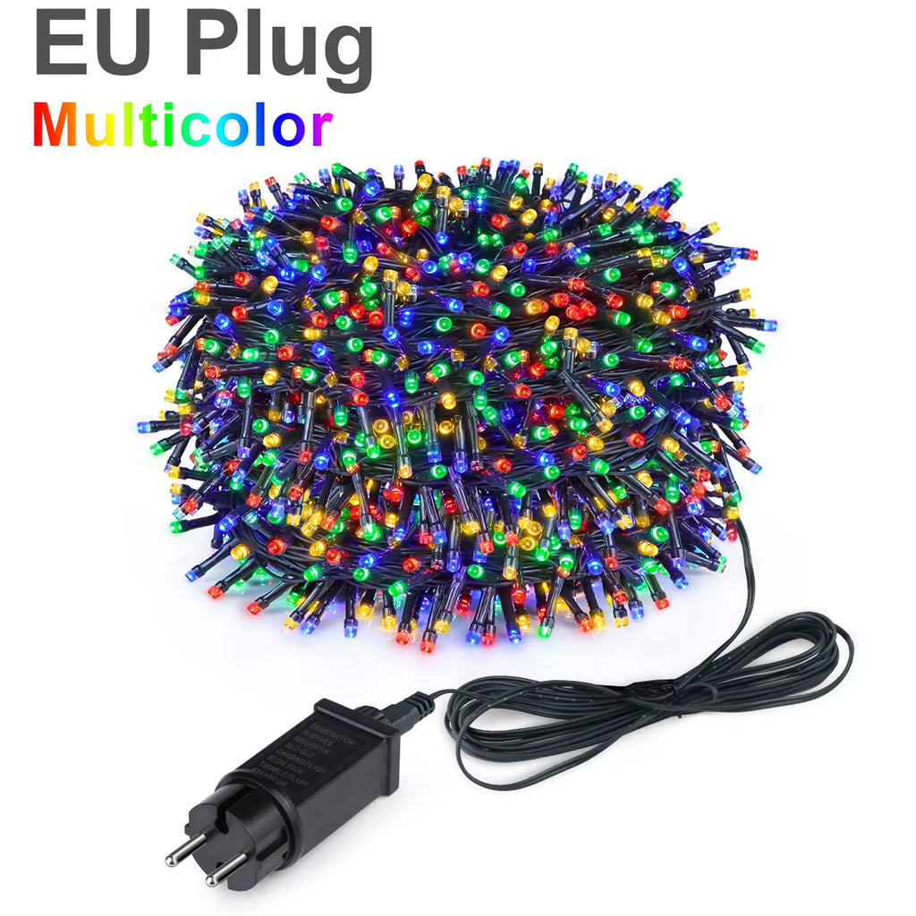 100Leds-500Leds LED Christmas Lights Fairy String Light EU Plug Warm White RGB LED Curtain Lights DIY Garden Home Party Decor