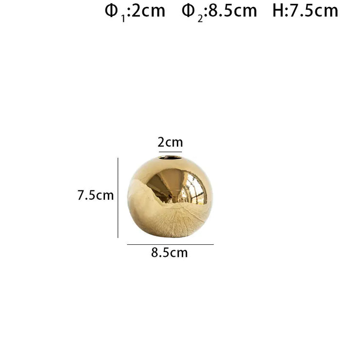 Vase Boule Dorée — Céramique Effet Miroir