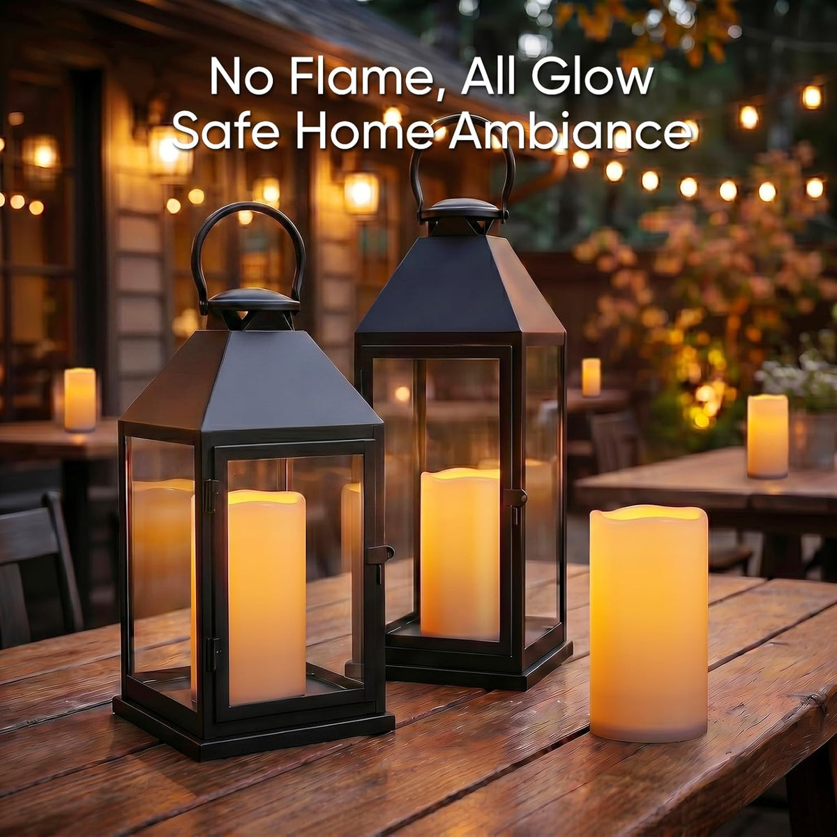 3"X4" Outdoor Waterproof Flameless LED Candles, Auto Light Sensor