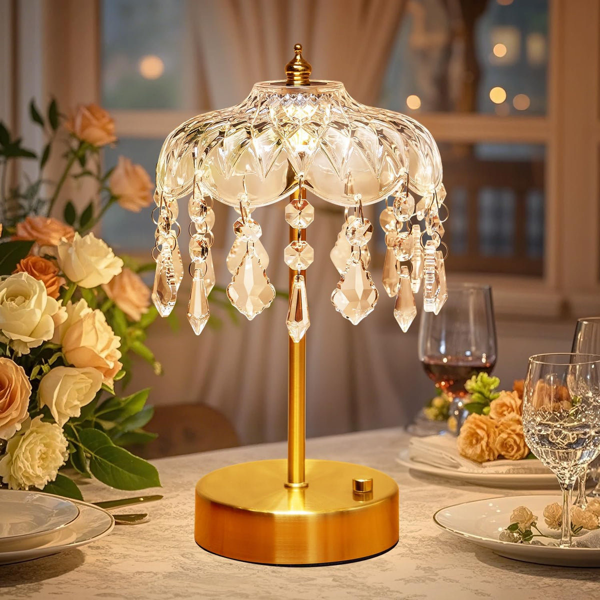 Vintage Lamp, 3 Colors 10 Brightness Crystal Lamp Flower Lamps, 3600Mah Rechargeable Lamps, Mood Lighting Bedroom Kitchen Bathroom, Tween Girls Trendy Stuff, Birthday Teen Girl Gifts Mothers Day Gifts