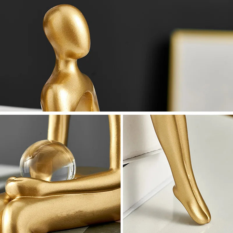 Light Luxury Human Body Art Ornament Decorate Abstract Resin Creative Golden Arts and Crafts Home Office Business Originality