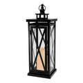 Metal Lantern - Warm Black Criss Cross with Battery Operated LED Candle