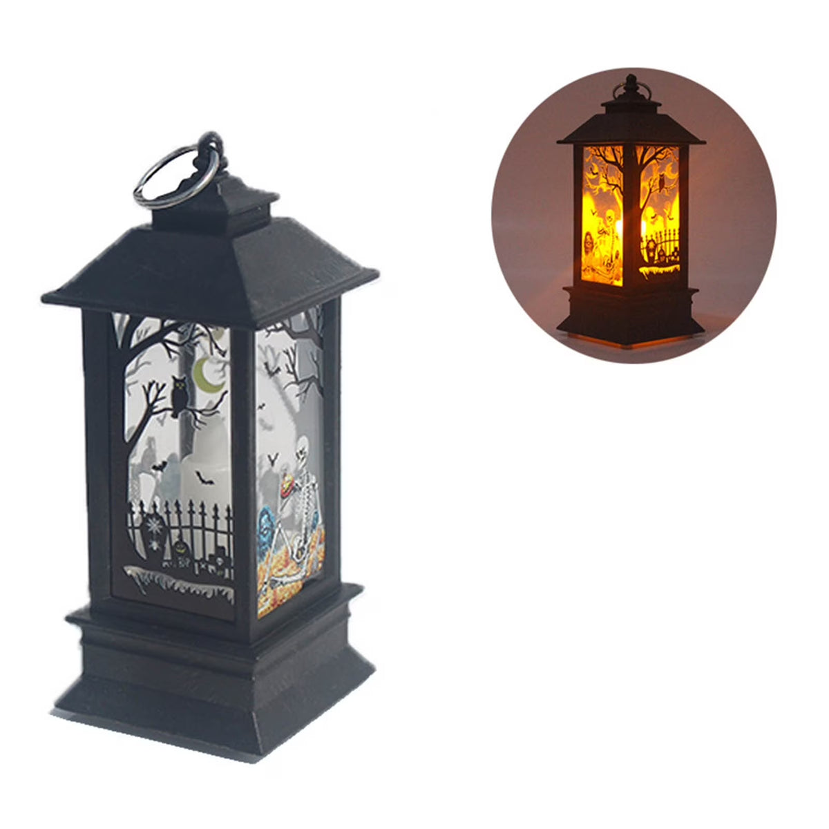 Halloween Lantern Lights, Halloween Candles Lantern Decoration Indoor Outdoor, Battery Powered LED Lights, Portable Hanging Lamp for Home outside Yard Lawn Garden Party, 5.1 Inch