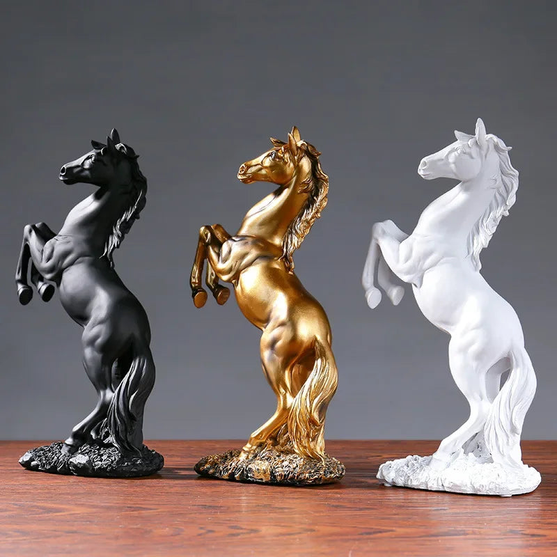 Resin Statue Golden White Black Horse Figure Nordic Abstract Ornaments for Figurines for Interior Sculpture Room Home Decor