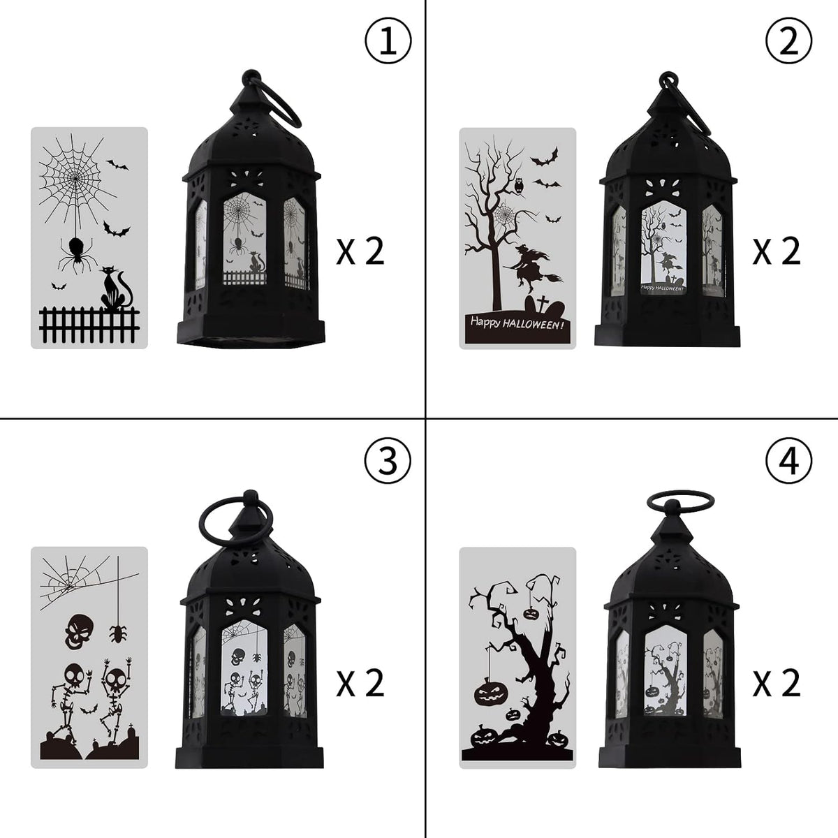 Halloween Mini Lantern for Centerpiece, 5"Small Jack O Lantern Lights with Mirror Glass for Halloween Decorations Indoor, Centerpiece Table Decoration, 8Pcs Hanging Candle Holder, Battery Included