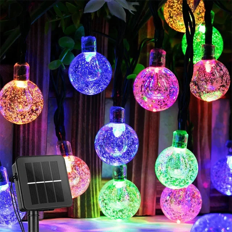 Solar LED Crystal Ball String Light 10M Waterproof Fairy Lights Christmas Wedding Garland Garden Lawn Tree Outdoor Decoration