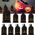 Halloween Mini Lantern for Centerpiece, 5"Small Jack O Lantern Lights with Mirror Glass for Halloween Decorations Indoor, Centerpiece Table Decoration, 8Pcs Hanging Candle Holder, Battery Included