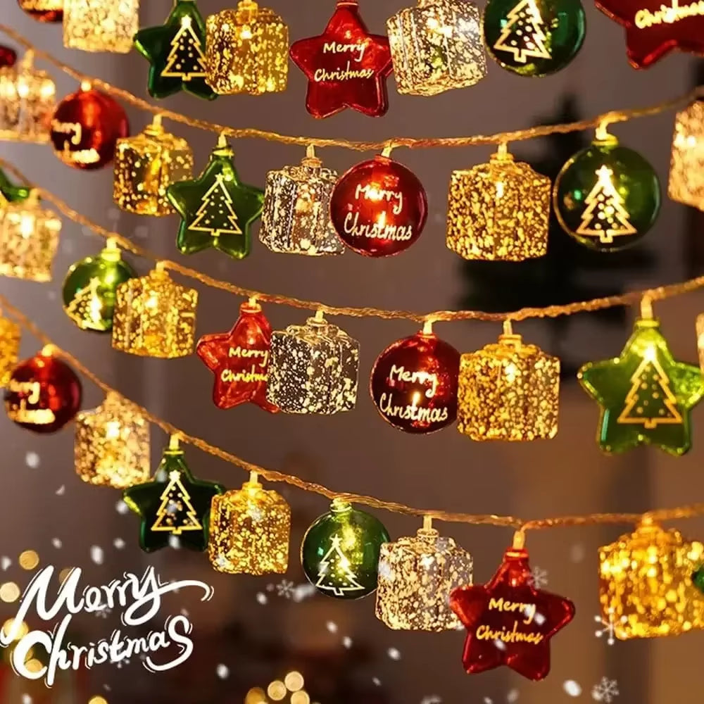 1-4PCS Christmas Led String Lights Christmas Tree Ambient Lights Christmas Color Lights Holiday Decoration Pentagram Lights