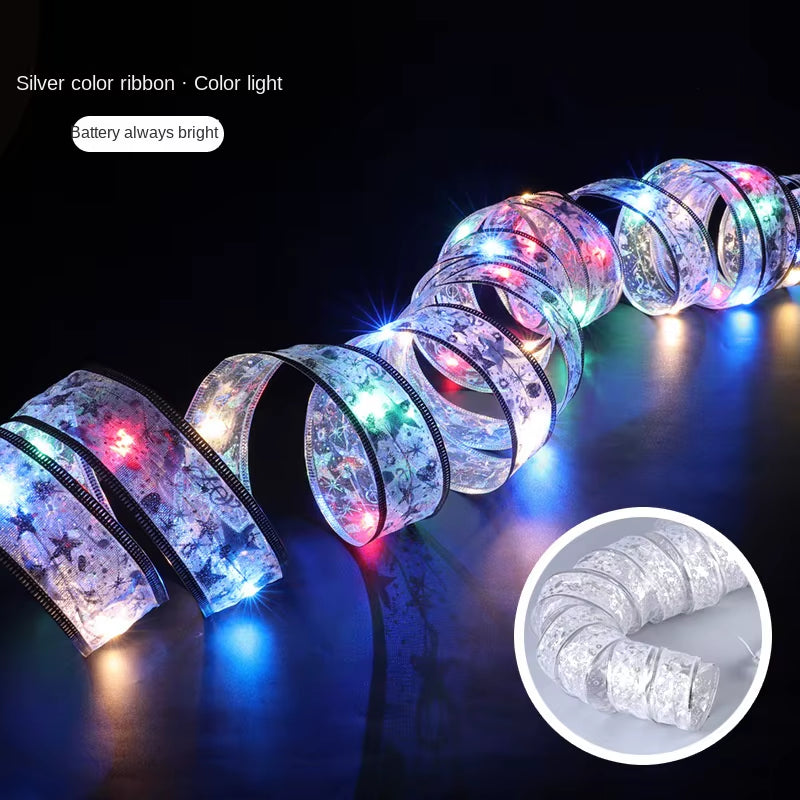 Christmas Decoration Ribbon Fairy Lights Christmas Tree Ornament Christmas String Lights Navida Natal New Year Decoration 2025