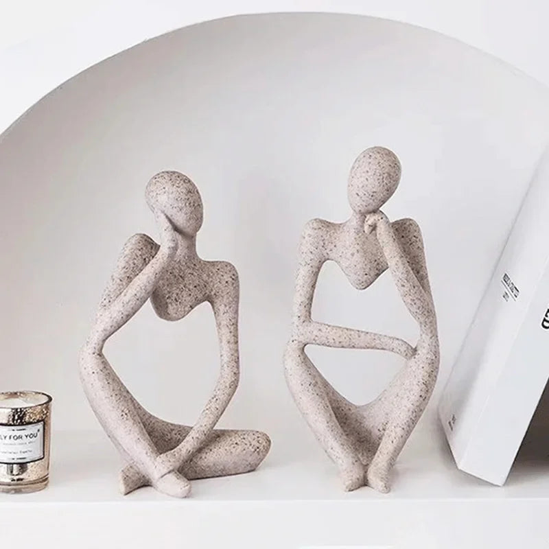 Sand Color the Thinker Abstract Statues Sculptures Yoga Figurine Nordic Living Room Home Decor Decoration Maison Desk Ornaments