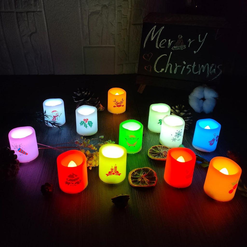 Set of 12 Color Changing Battery Operated LED Flameless Votive Candles