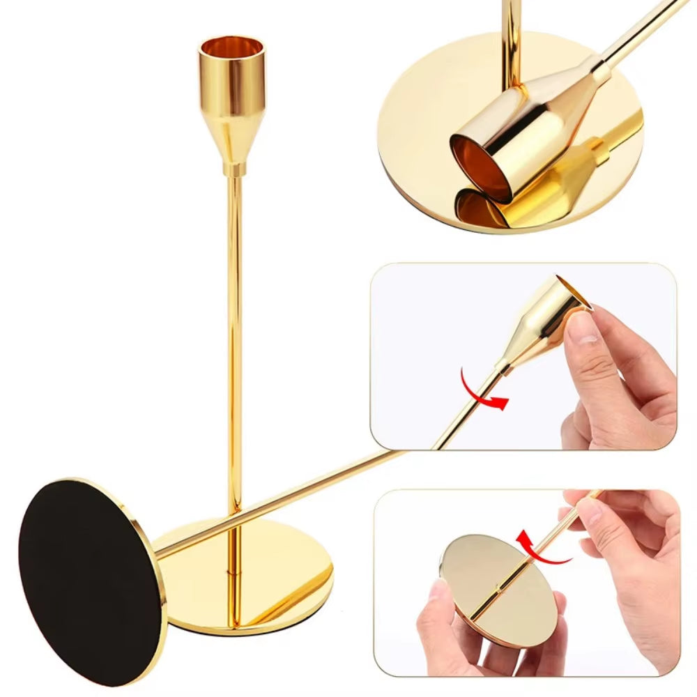 3Pcs/Set Candle Holder Taper Candle Holders LED Tea Light Candlestick for Home Decor Christmas Wedding Dinning Anniversary