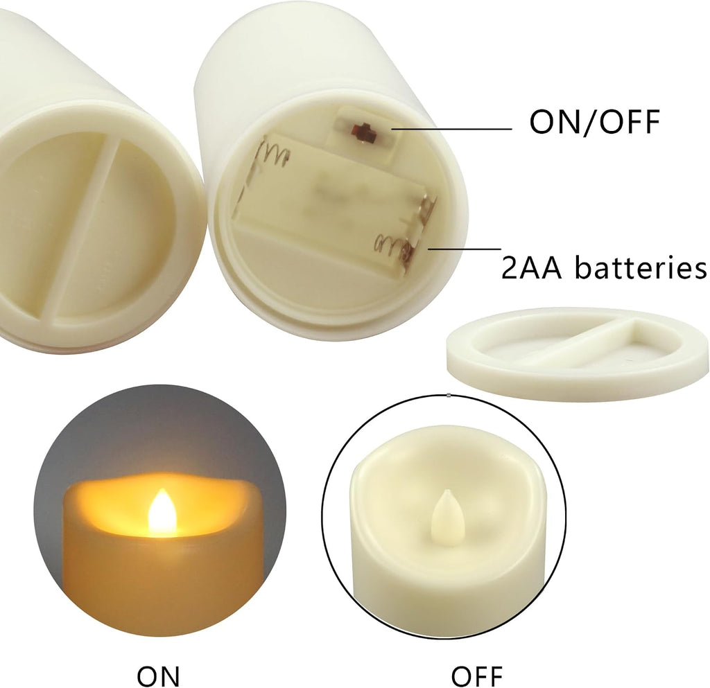 Outdoor Battery Operated Flameless LED Candles with Timer D3”Xh6” 2 PCS