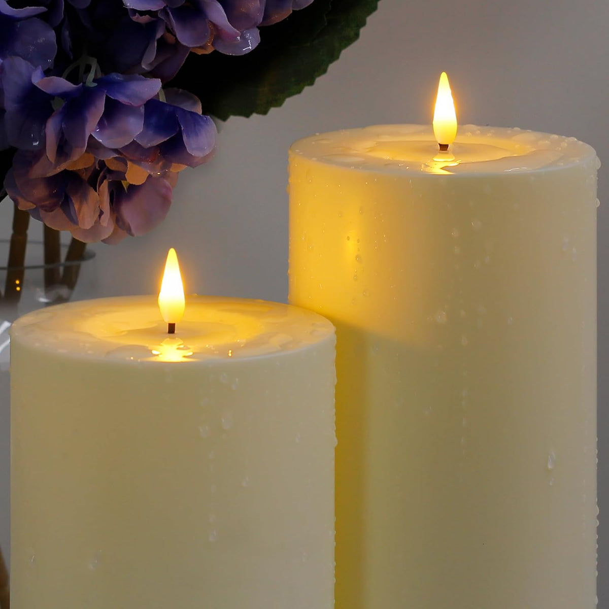 4" X12" Flameless Flickering Waterproof Candle with Remote, LED Battery Operated Timer Plastic Ivory Pack of 1 Pillar Candle for Outdoor Use (Long Lasting 420+ Hrs)