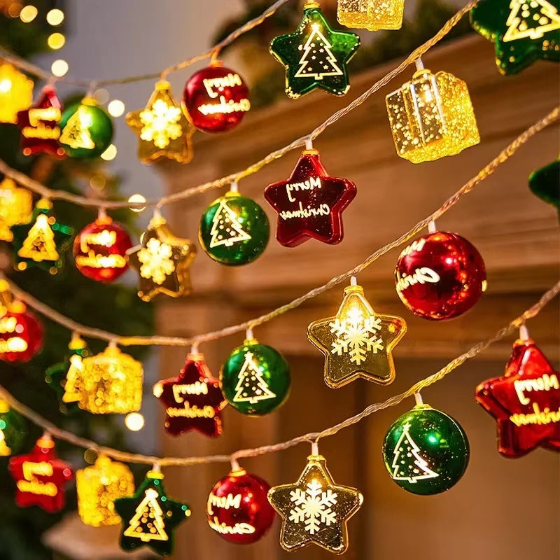 1-4PCS Christmas Led String Lights Christmas Tree Ambient Lights Christmas Color Lights Holiday Decoration Pentagram Lights