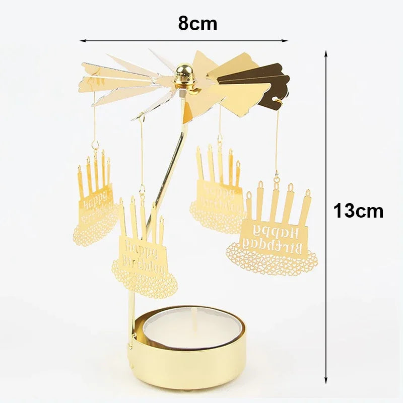 1Pc Metal Hot Rotating Candle Holder Christmas Rotating Candle Holder Dinner Party Wedding Party Candle Holder Decoration Gift