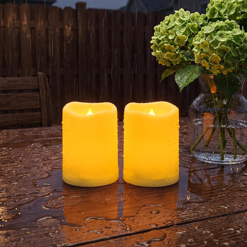 3"X4" Outdoor Waterproof Flameless LED Candles, Auto Light Sensor