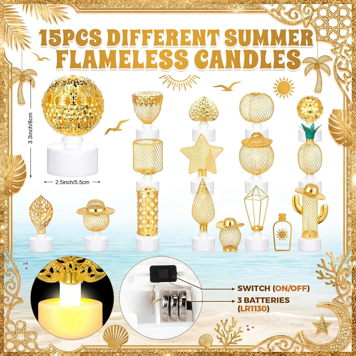 15 Pcs Mini Tea Lights Battery Operated LED Candles Islamic Gifts