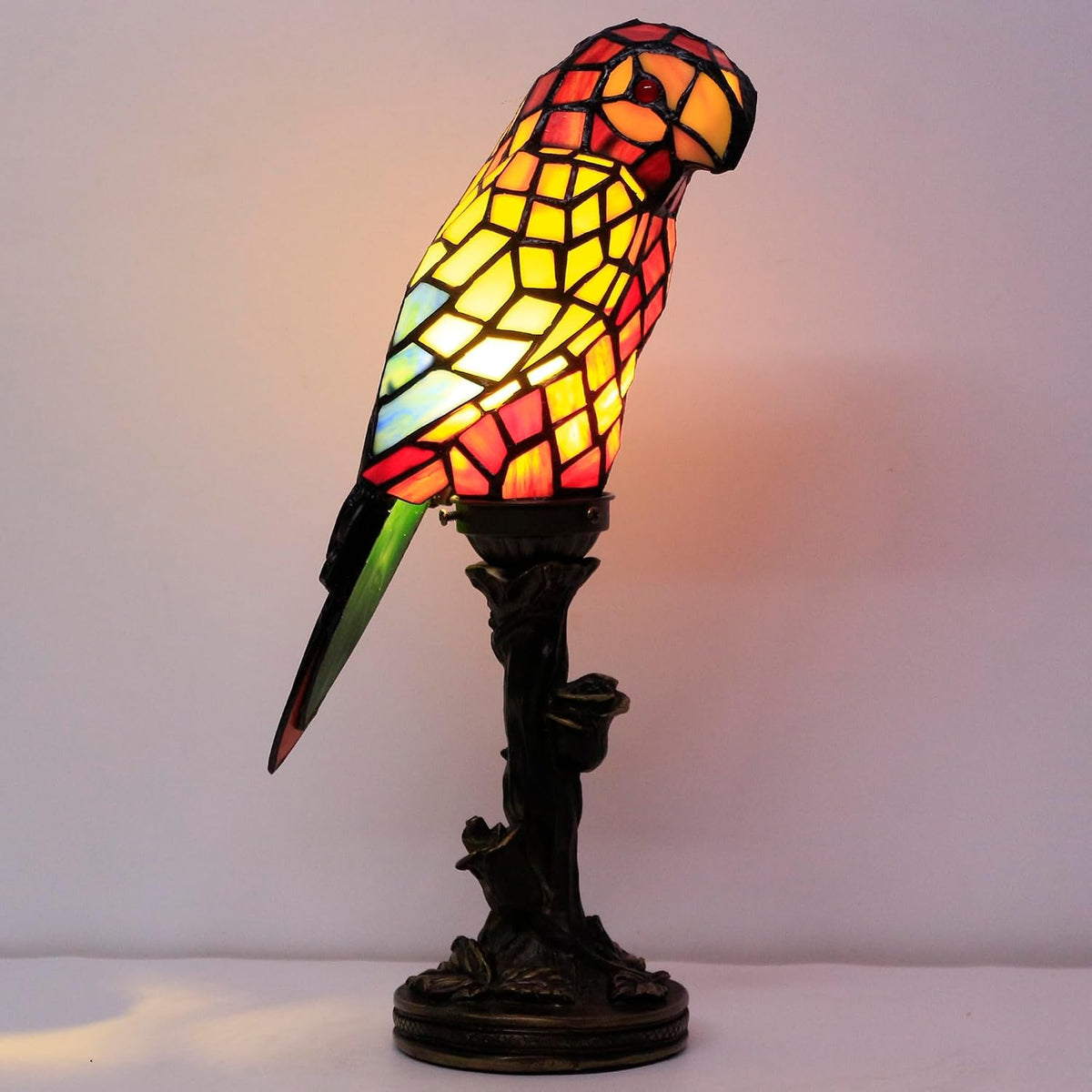 Small Tiffany Lamp Parrot Table Lamp Stained Glass Accent Lamp