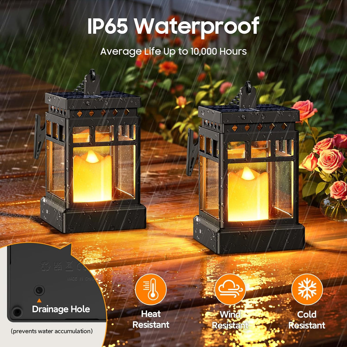 Halloween Decorations Solar Lanterns, 2 Modes with Flickering Candle