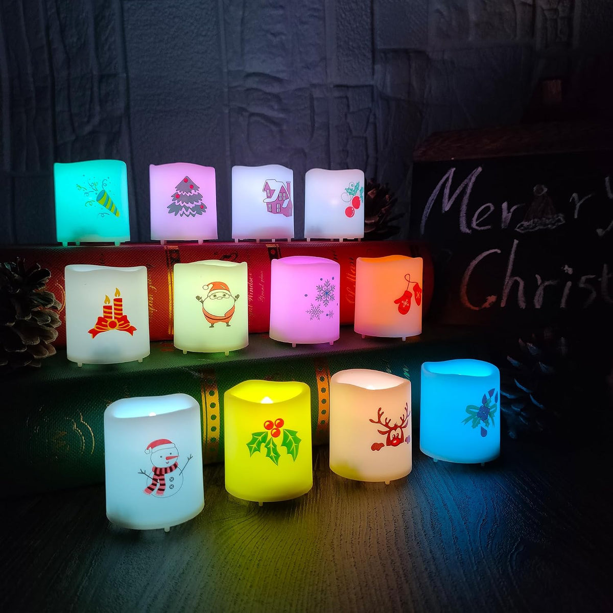 Set of 12 Color Changing Battery Operated LED Flameless Votive Candles