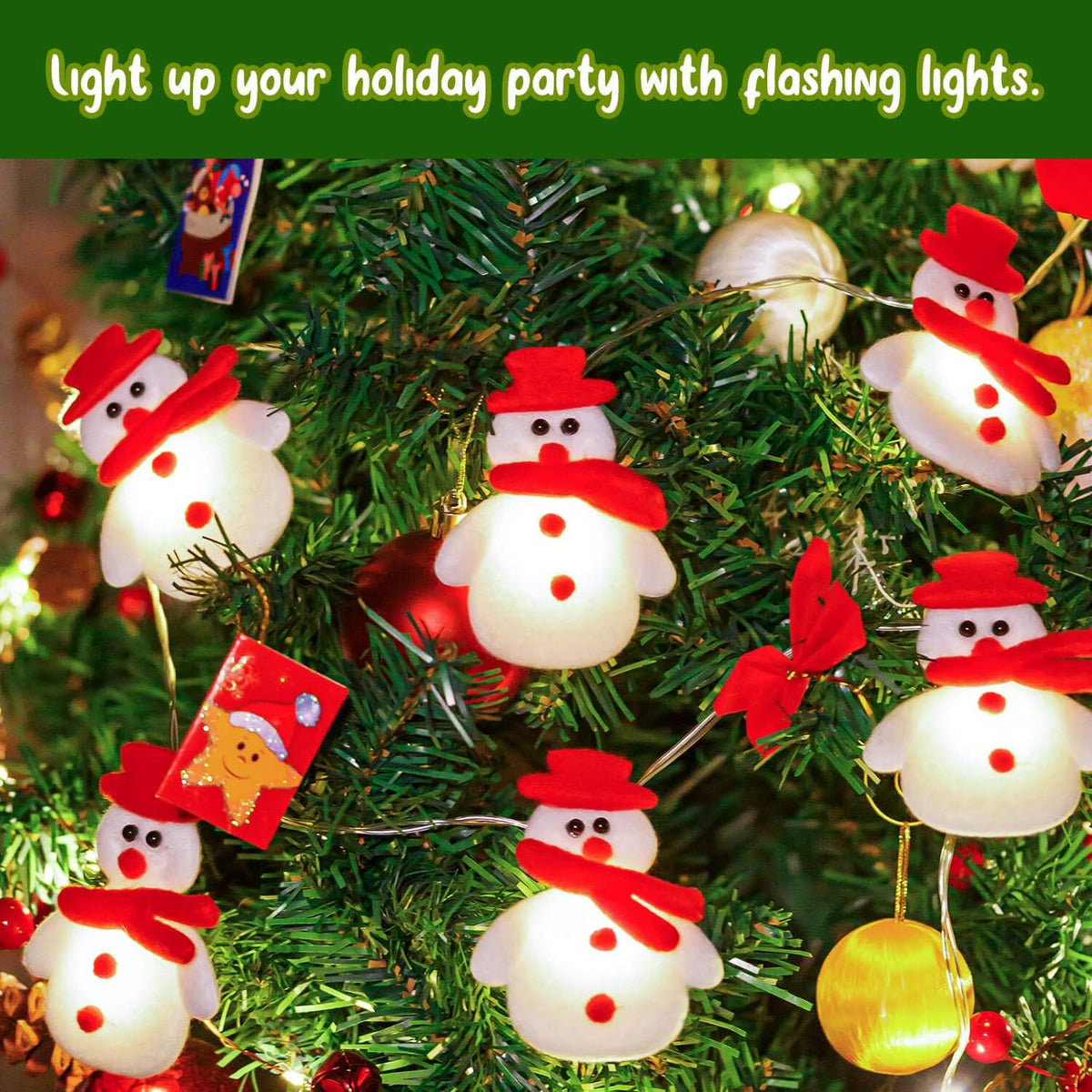 Christmas Snowman String Lights, 10 Leds 5.4Ft Waterproof