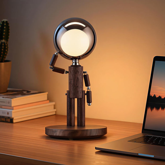 Lampe Lune en Noyer – Pièce Design