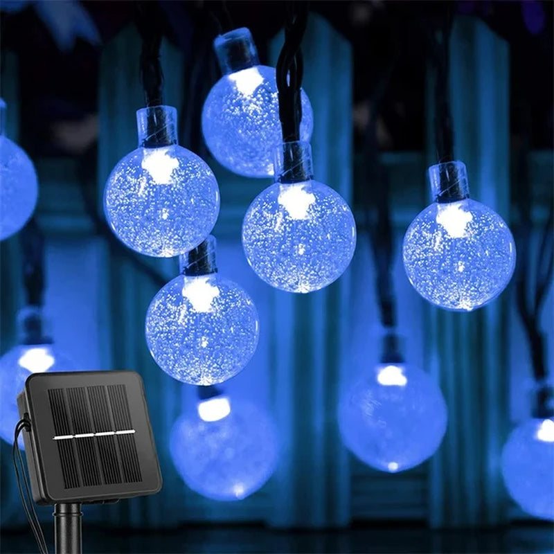 Solar LED Crystal Ball String Light 10M Waterproof Fairy Lights Christmas Wedding Garland Garden Lawn Tree Outdoor Decoration